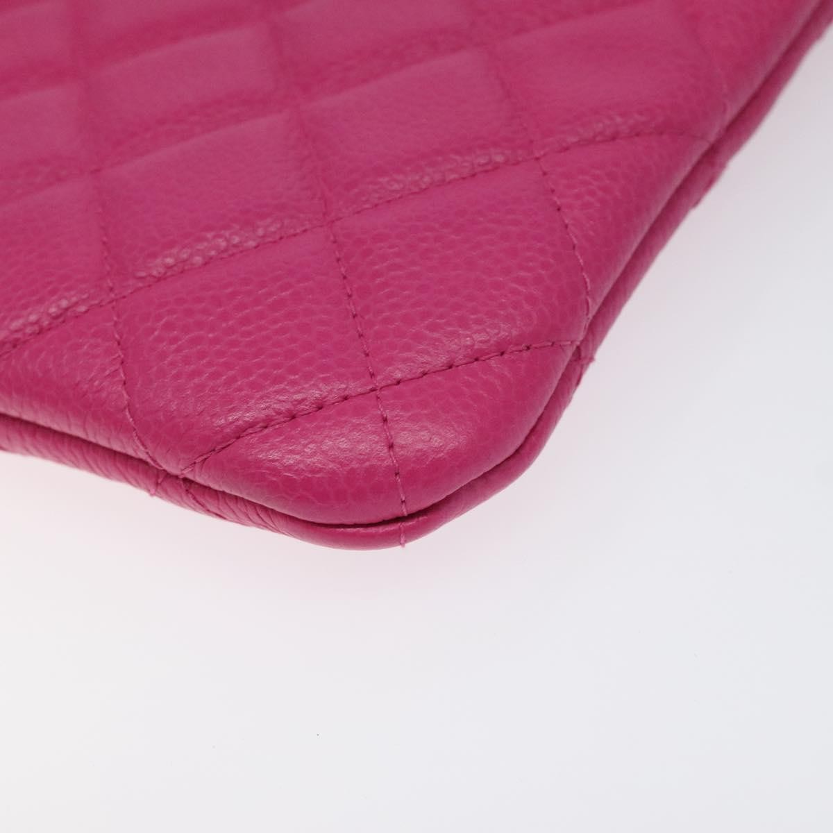 Chanel O Case Clutch Quilted Caviar, PINK, LEATHER, Clutche & pouche