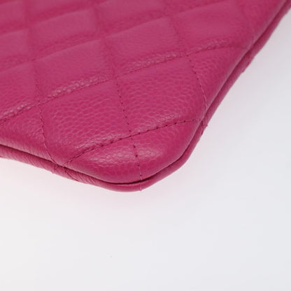 Chanel O Case Clutch Quilted Caviar, PINK, LEATHER, Clutche & pouche