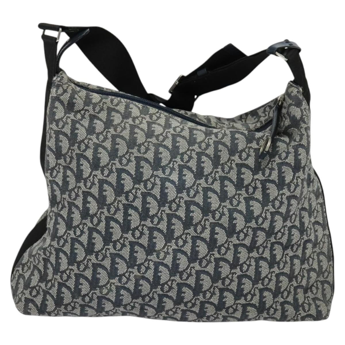 Christian Dior Vintage Zip Shoulder Bag Diorissimo Canvas, NAVY, CANVAS, Shoulder bag