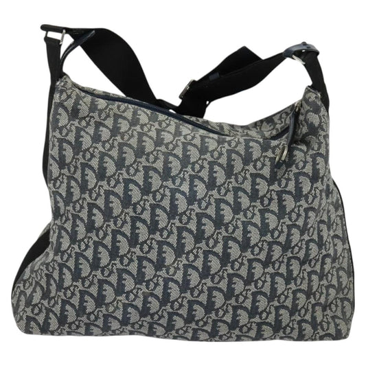Christian Dior Vintage Zip Shoulder Bag Diorissimo Canvas, NAVY, CANVAS, Shoulder bag