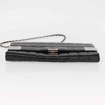 Chanel Chocolate Bar Chain Clutch Quilted Patent, BLACK, PATENT_LEATHER, Clutche & pouche