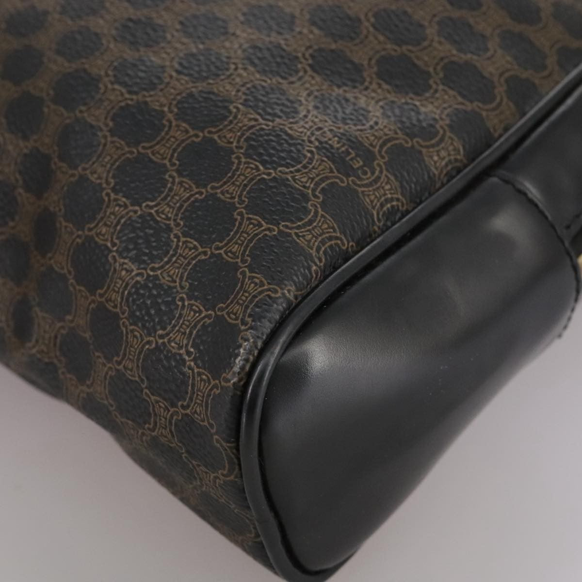 Celine Vintage Macadam Backpack Canvas and Leather, BLACK, CANVAS, Backpack