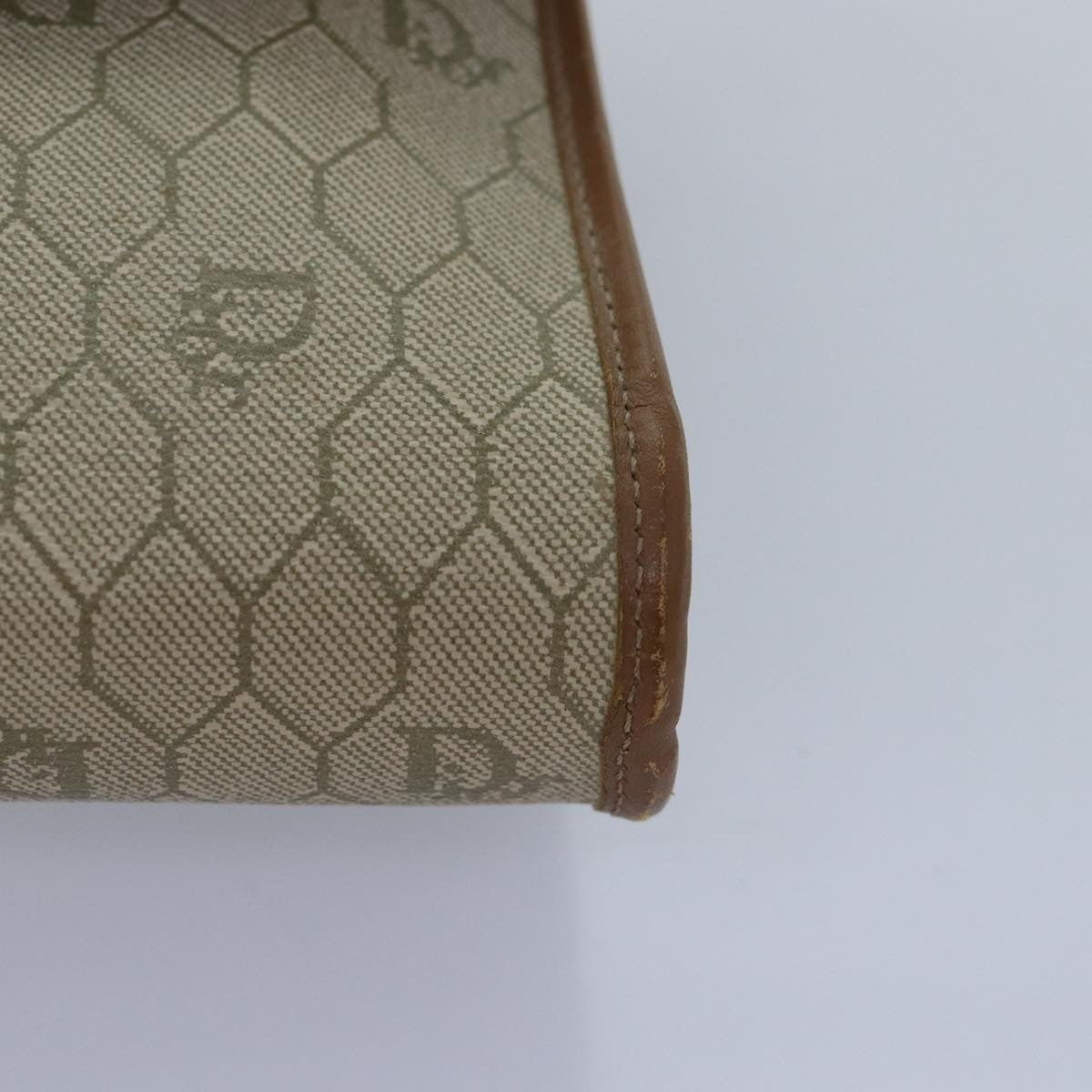 Christian Dior Vintage Honeycomb chain Canvas, BEIGE, PVC, Shoulder bag