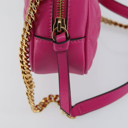 Versace Medusa Icon Front Slip Pocket Camera Bag Quilted Leather, PINK, LEATHER, Shoulder bag