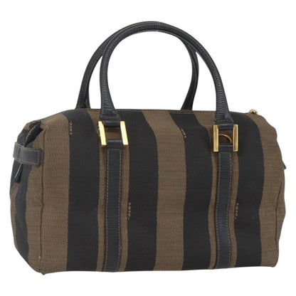 Fendi Vintage Pequin Convertible Boston Bag Coated Canvas, BROWN, CANVAS, Travel bag