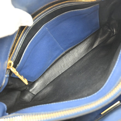 Prada Soft Triple Pocket Convertible Tote Saffiano Leather, BLUE, LEATHER, Tote bag