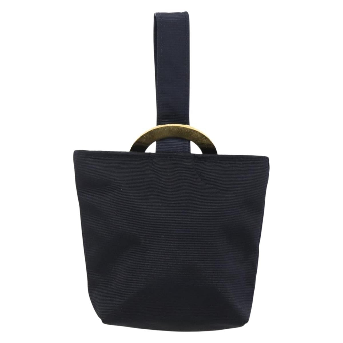 Celine Marin Wristlet Pouch Canvas with Leather, NAVY, NYLON, Clutche & pouche