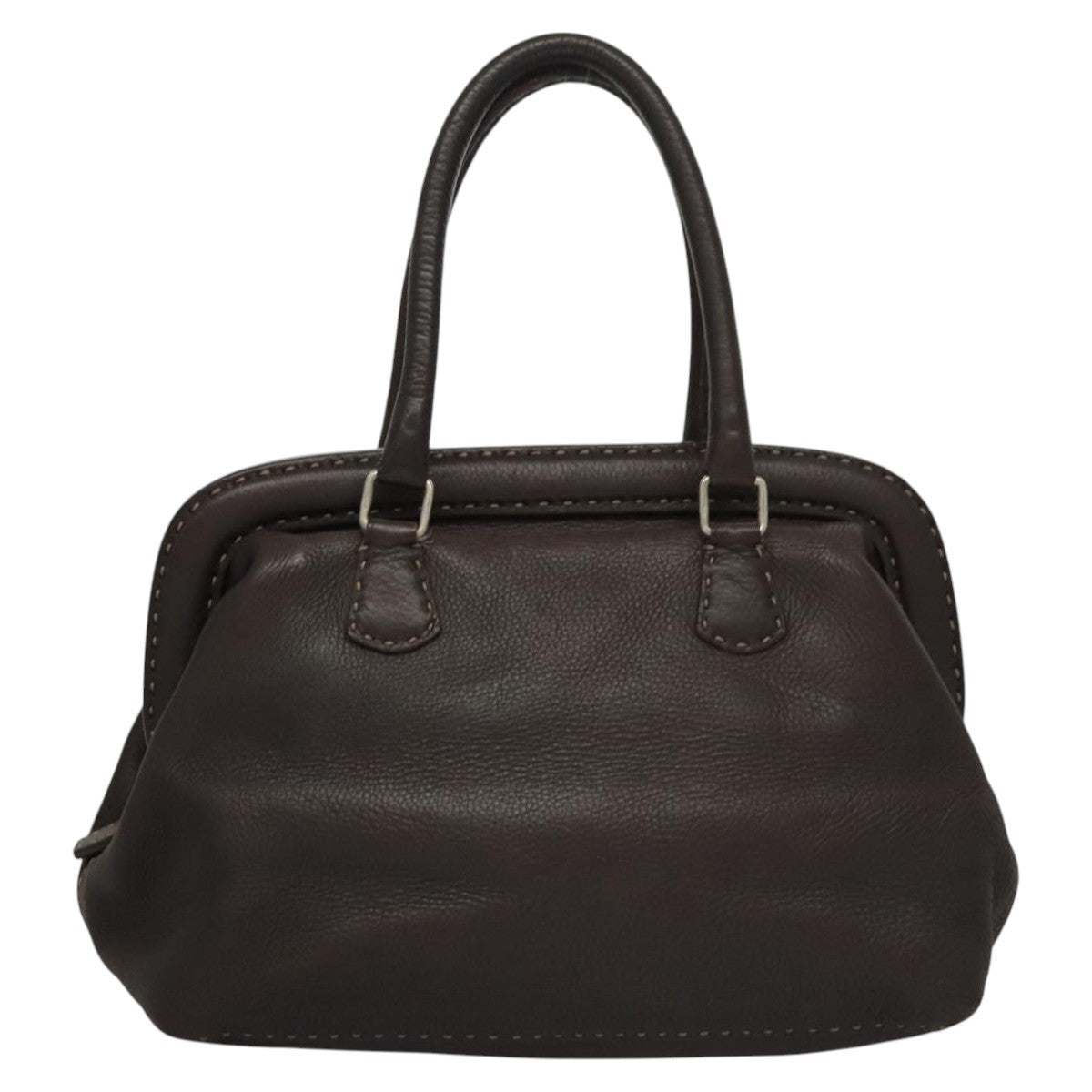 Fendi Selleria Frame Doctor Bag Leather, BROWN, LEATHER, Handbag