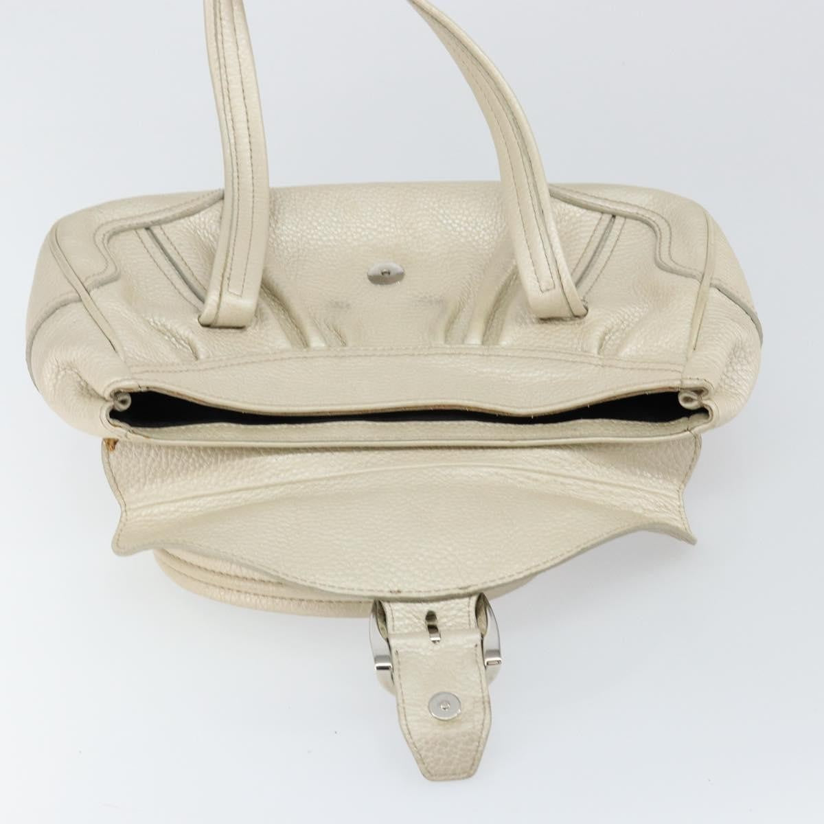 Celine Vintage Buckle Shoulder Bag Leather, WHITE, LEATHER, Shoulder bag