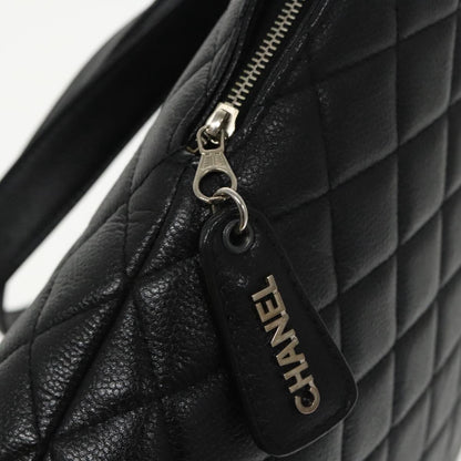 Chanel Vintage CC Zip Around Shoulder Bag Quilted Caviar, BLACK, LEATHER, Tote bag