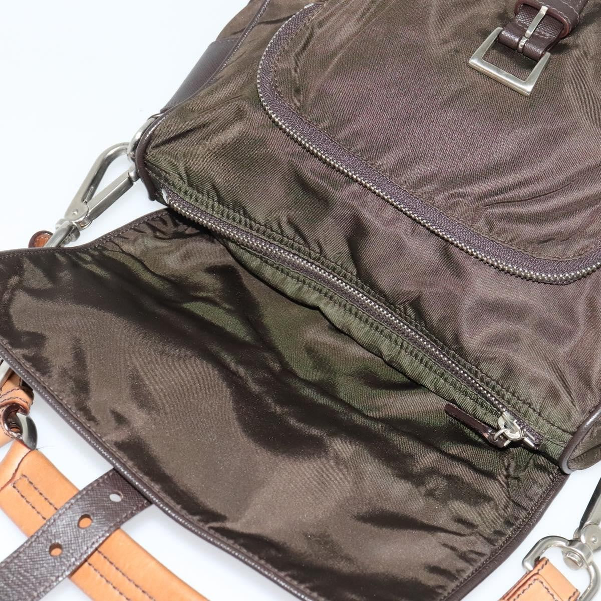 Prada Vintage Flap Shoulder Bag Nylon, KHAKI, NYLON, Shoulder bag