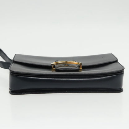 Gucci Vintage Shoulder Bag Leather, NAVY, LEATHER, Shoulder bag