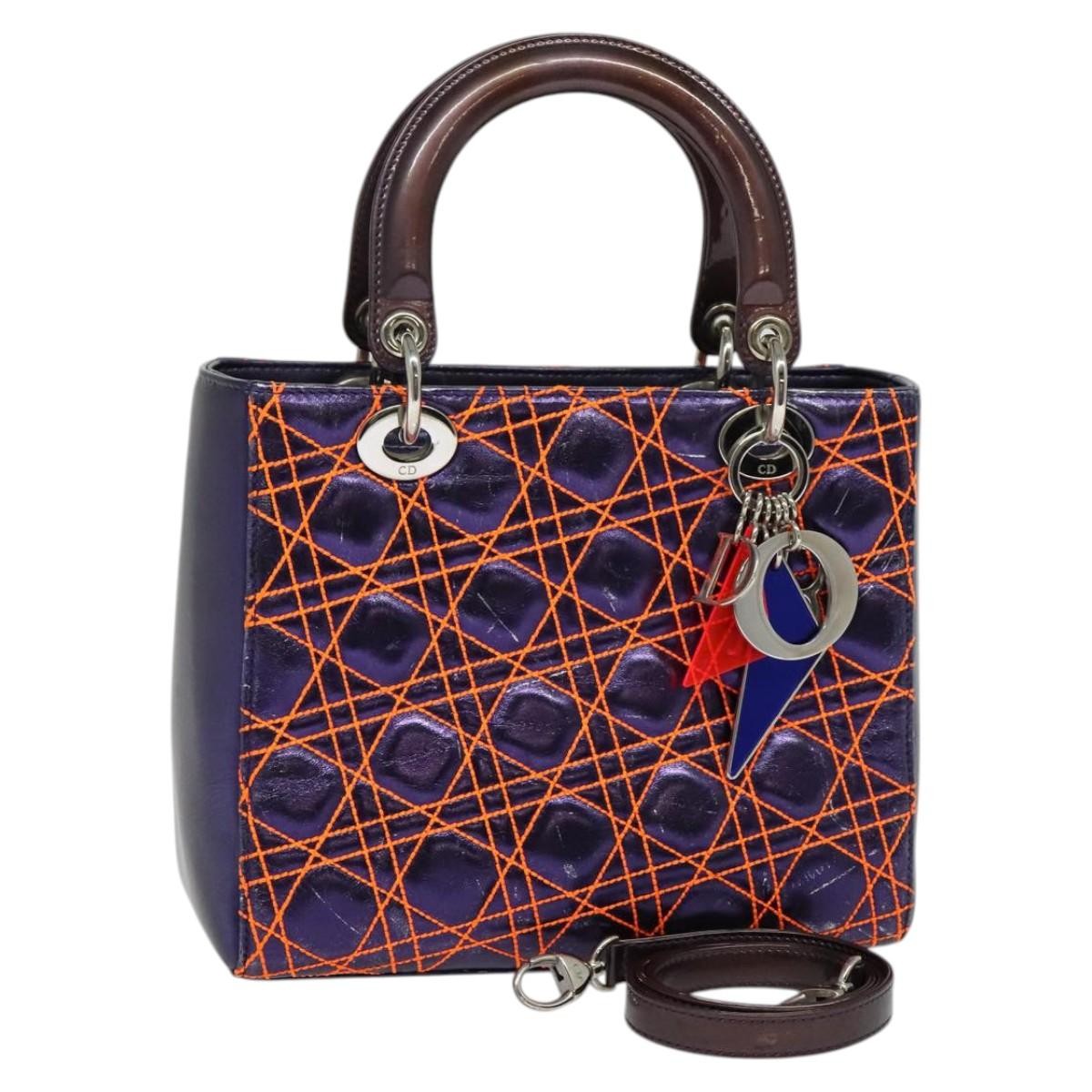 Christian Dior Lady Dior Bag Anselm Reyle Cannage Quilt Leather, Purple, Leather, Handbag