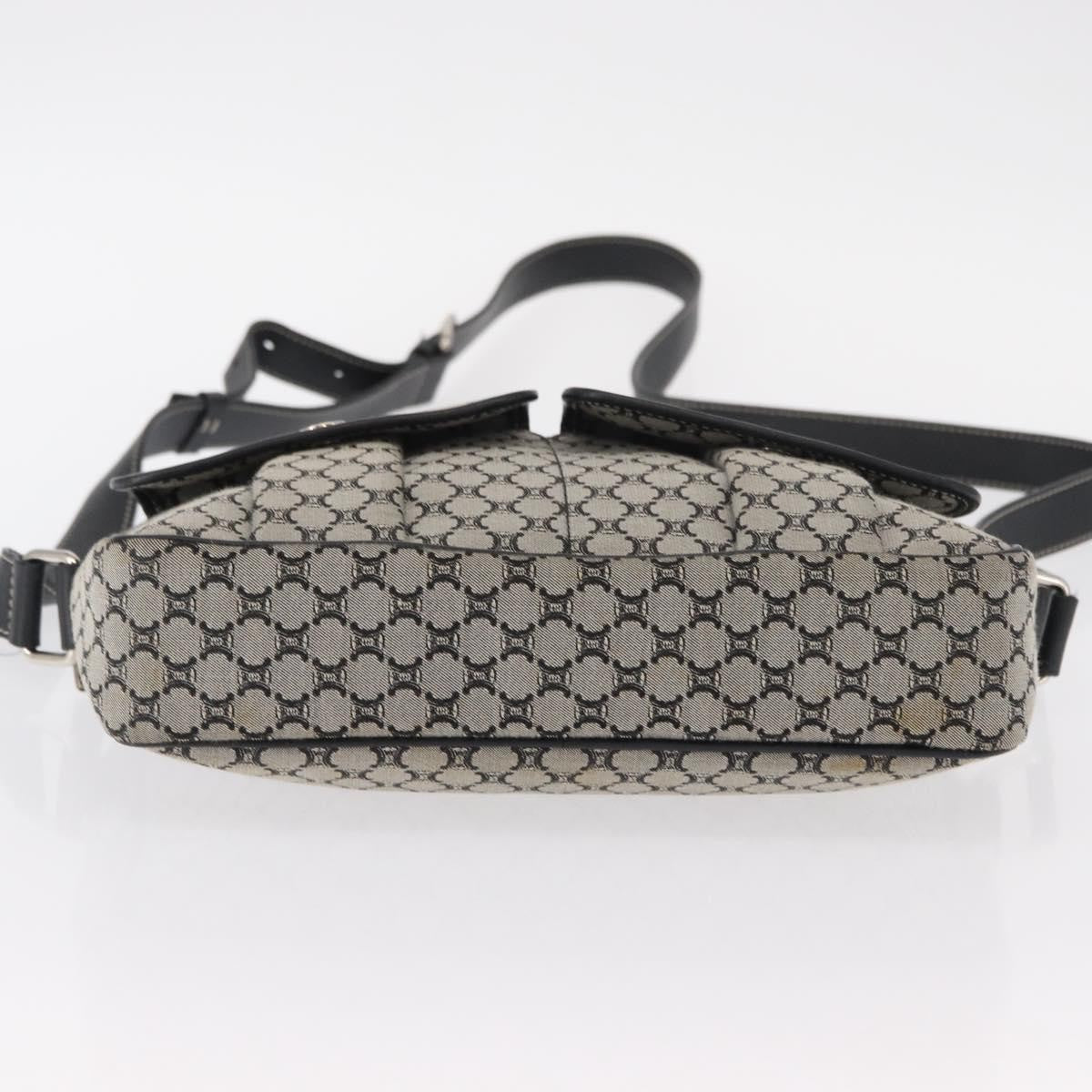 Celine Vintage Macadam Shoulder Bag Canvas and Leather, GRAY, CANVAS, Shoulder bag