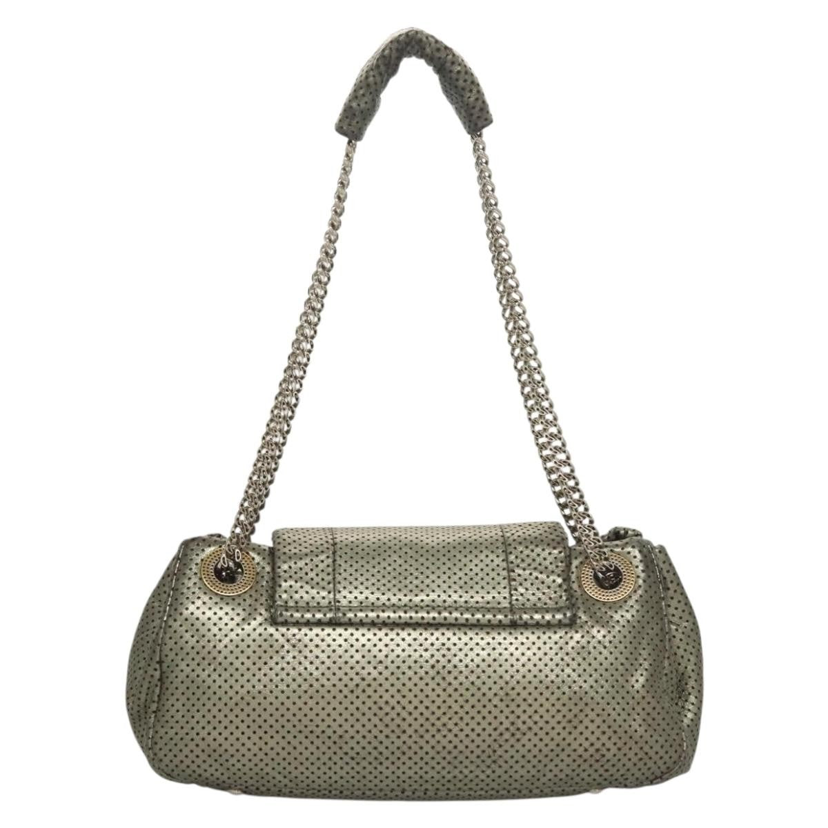 Chanel Drill Flap Bag Perforated Leather, SILVER, LEATHER, Shoulder bag