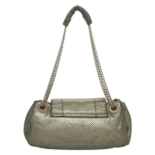 Chanel Drill Flap Bag Perforated Leather, SILVER, LEATHER, Shoulder bag