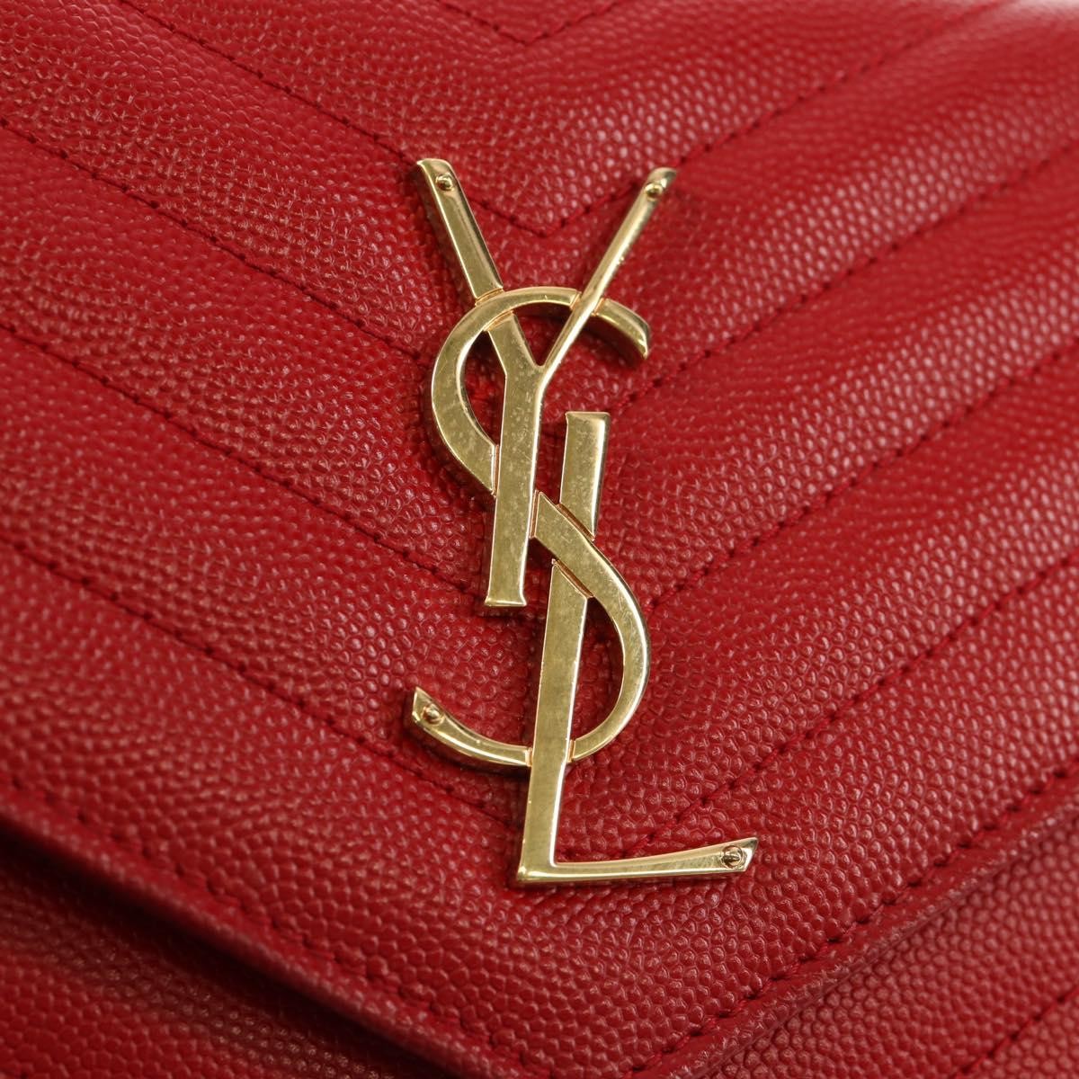 Saint Laurent Cassandra Wallet on Strap leather, RED, LEATHER, Shoulder bag