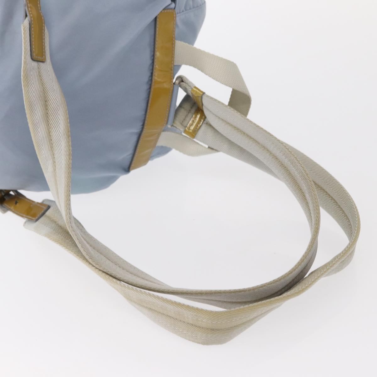 Prada Vela Double Front Pocket Backpack Tessuto with Saffiano Leather, BLUE, NYLON, Backpack