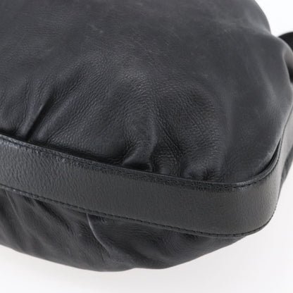 Gucci Interlocking Icon Drawstring Hobo Leather, BLACK, LEATHER, Shoulder bag