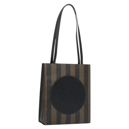 Fendi Vintage Logo Stamp Tote Pequin Coated Canvas, BROWN, CANVAS, Tote bag