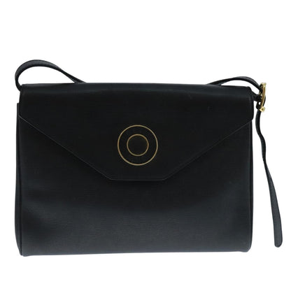 Celine Vintage Circle Logo Crossbody Bag Leather, BLACK, LEATHER, Crossbody bag
