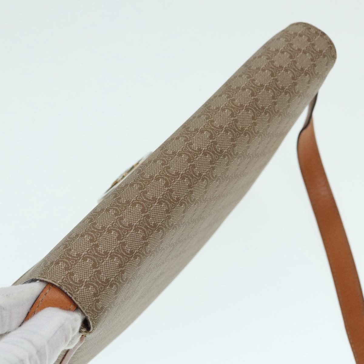 Celine Vintage Macadam Shoulder Bag Canvas, BEIGE, CANVAS, Shoulder bag