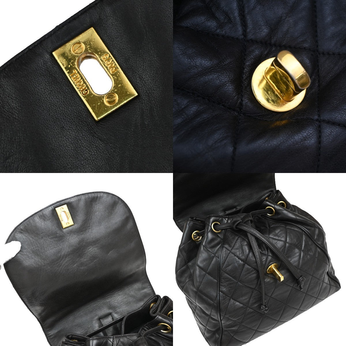 Chanel Vintage CC Flap Backpack Leather, BROWN, LEATHER, Backpack