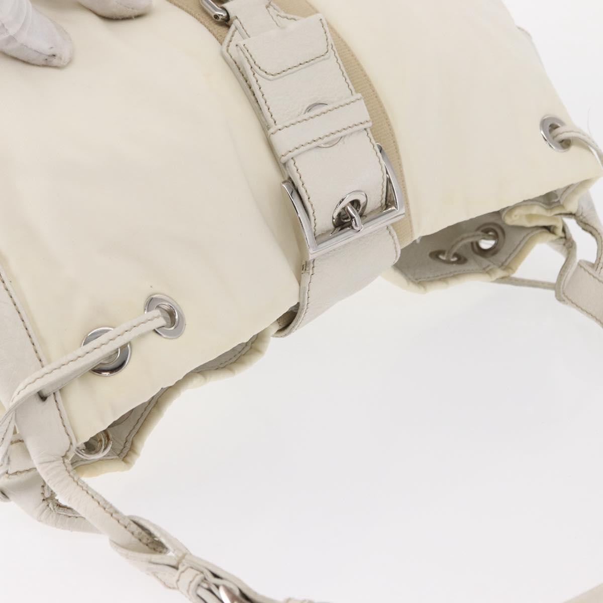 Prada Re-Edition 2002 Moon Handle Bag Re-Nylon and Leather, WHITE, NYLON, Shoulder bag