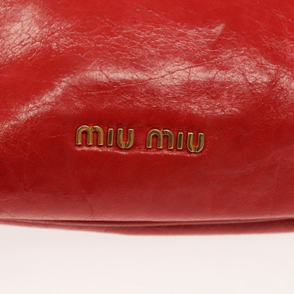Miu Miu Zip Wristlet Pouch Leather, RED, LEATHER, Clutche & pouche