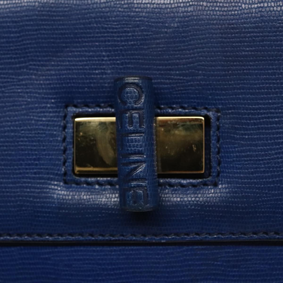 Celine Vintage turn lock shoulder bag Leather, BLUE, LEATHER, Handbag