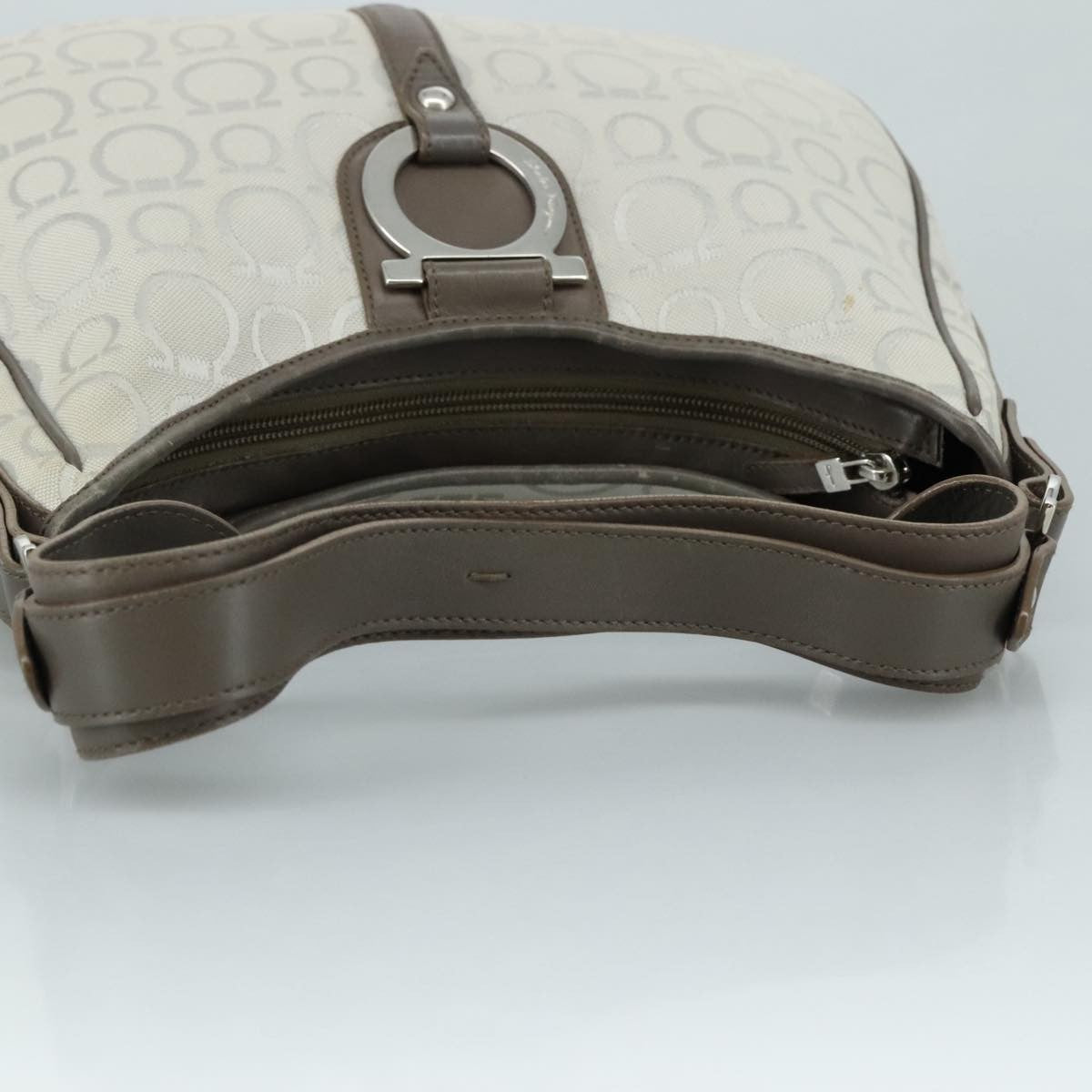 Salvatore Ferragamo Gancini Shoulder Bag Canvas, GRAY, CANVAS, Shoulder bag