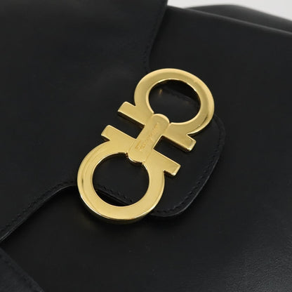 Salvatore Ferragamo Gancini Backpack Leather, BLACK, LEATHER, Backpack