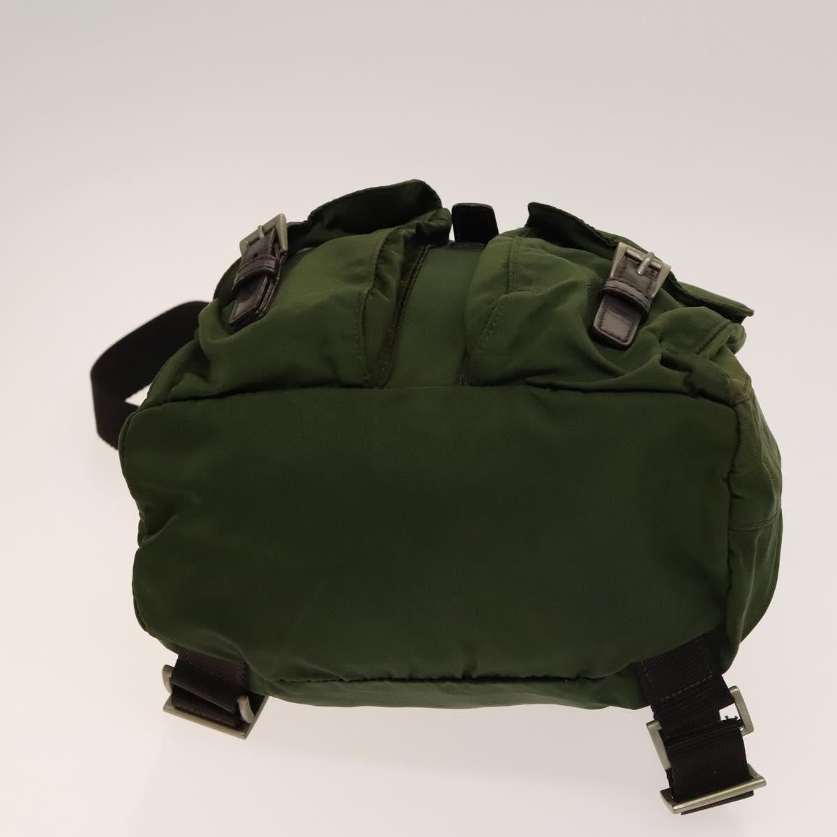 Prada Vela Double Front Pocket Backpack Tessuto with Saffiano Leather, KHAKI, NYLON, Backpack