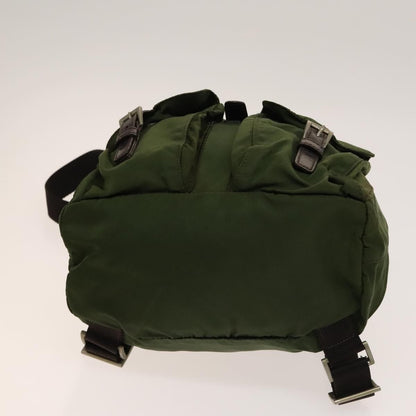 Prada Vela Double Front Pocket Backpack Tessuto with Saffiano Leather, KHAKI, NYLON, Backpack