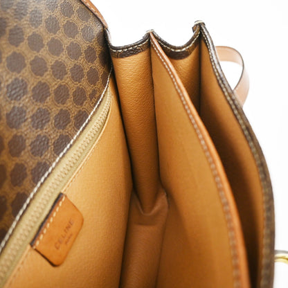 Celine Macadam Shoulder Bag Leather, BROWN, LEATHER, Shoulder bag