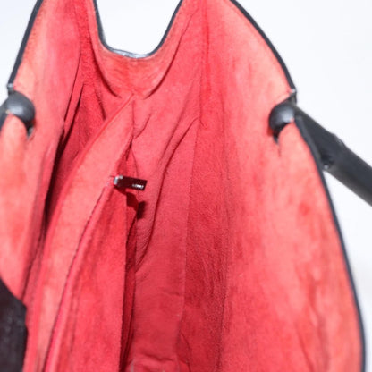 Gucci Vintage Bamboo Handle Tote Leather, BLACK, LEATHER, Tote bag