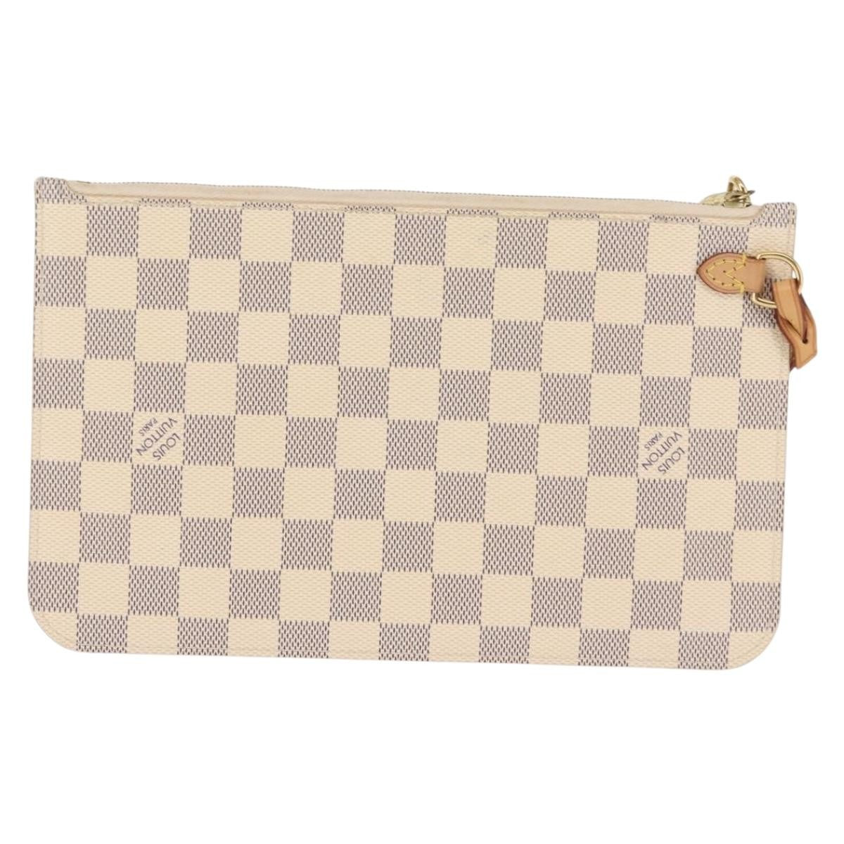 Louis Vuitton Neverfull Pochette Damier, WHITE, CANVAS, Clutche & pouche