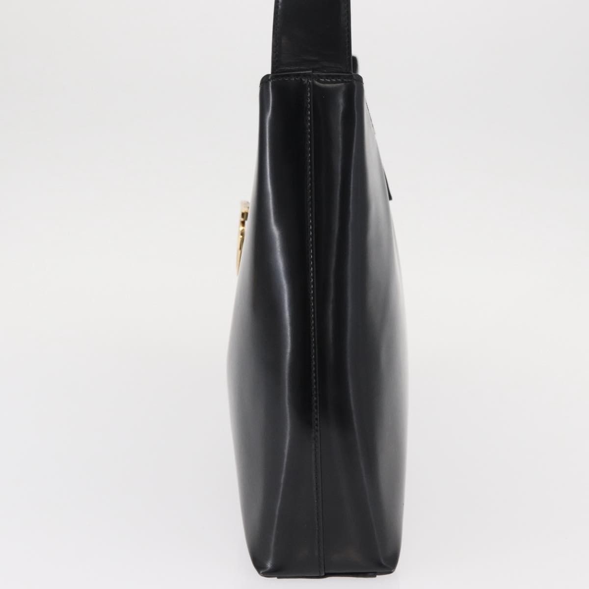 Salvatore Ferragamo Gancini Shoulder Bag Leather, BLACK, LEATHER, Shoulder bag