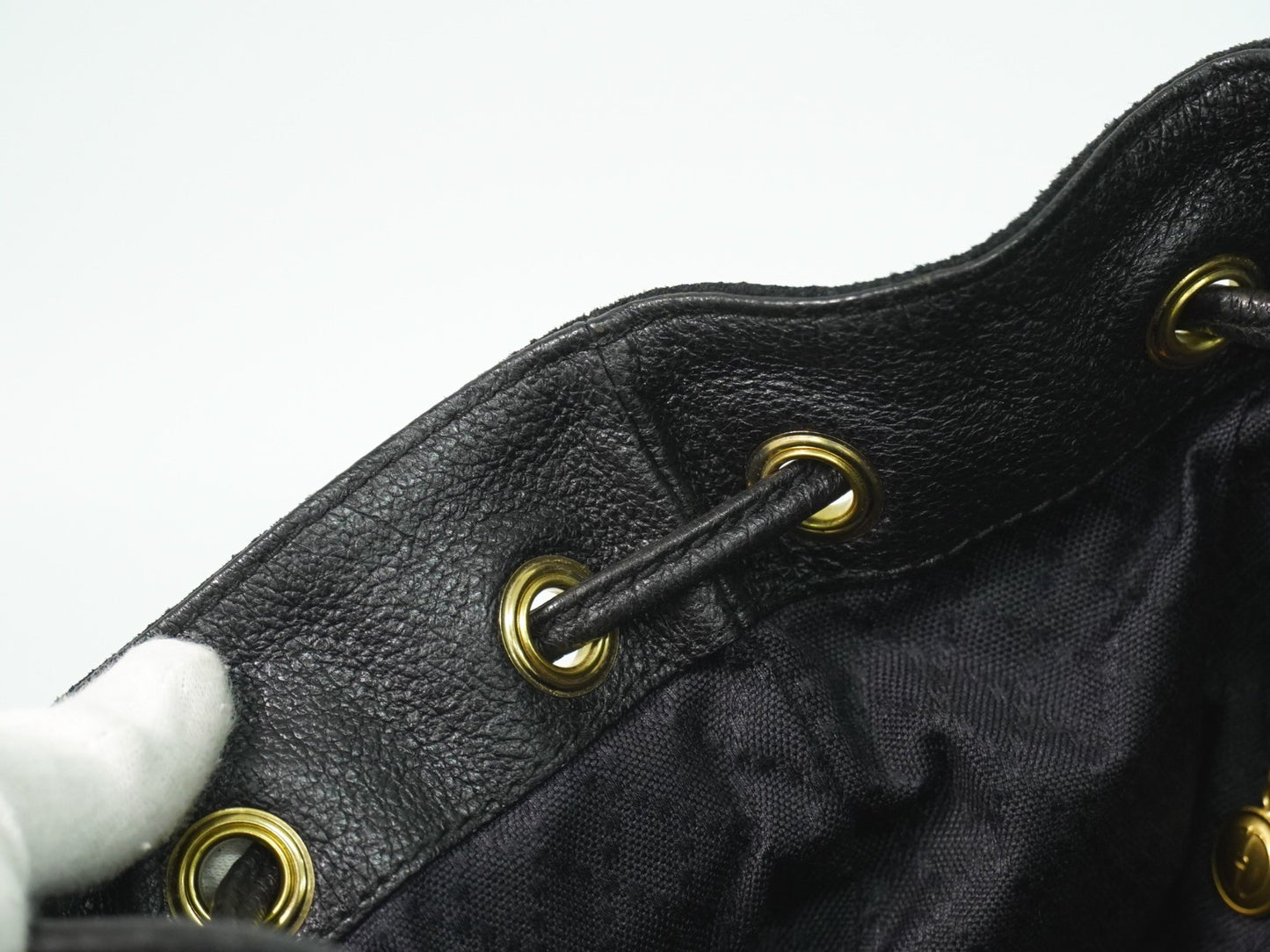 Gucci Vintage Bamboo Backpack Suede, BLACK, SUEDE, Backpack