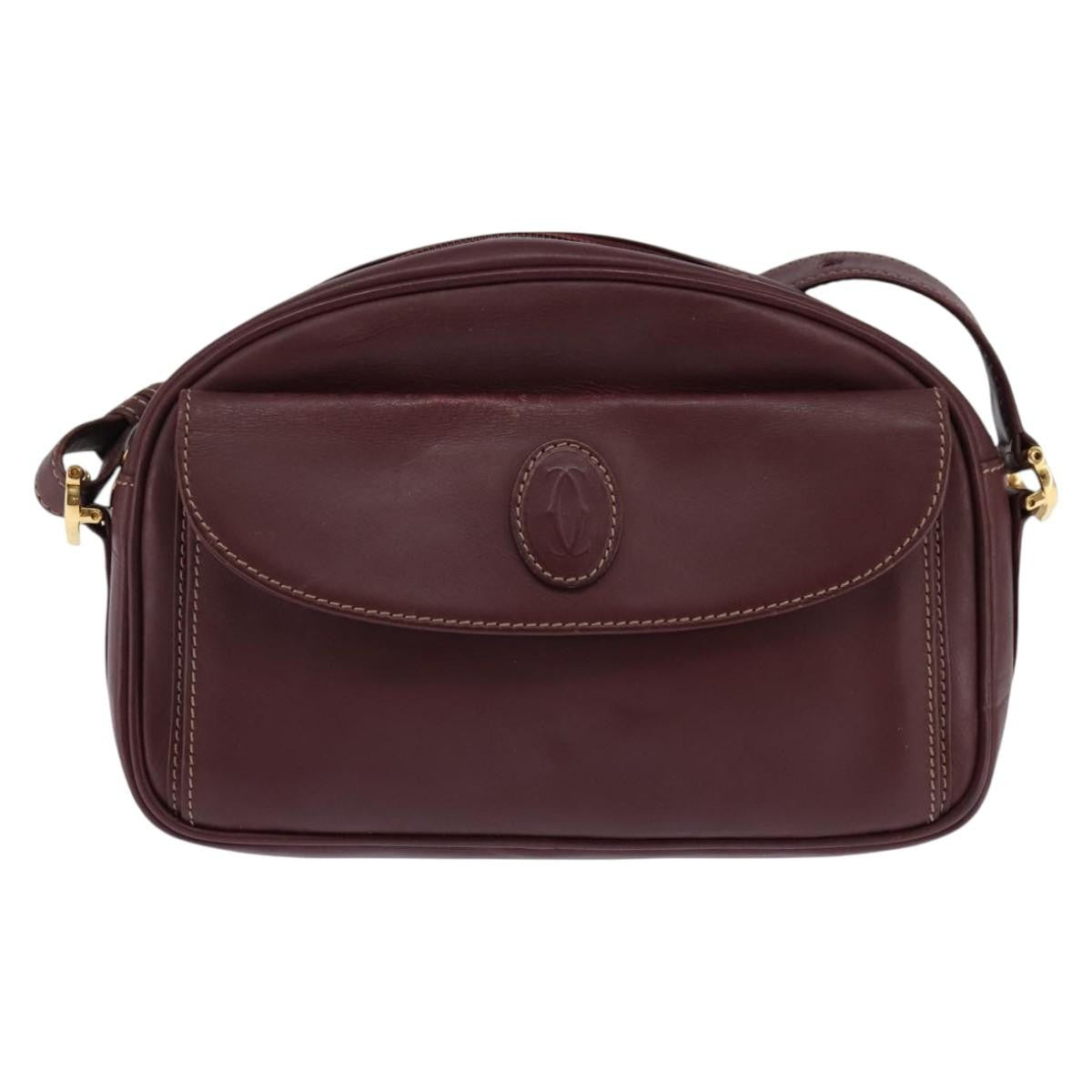 cartier Must de Cartier Shoulder Bag Leather, BURGUNDY, LEATHER, Shoulder bag