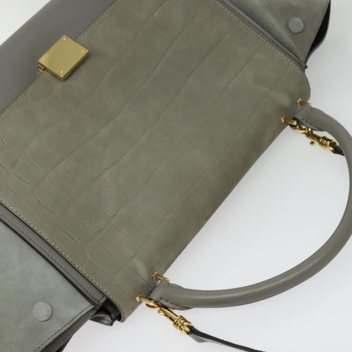 Celine Trapeze Bag Suede, GRAY, SUEDE, Handbag
