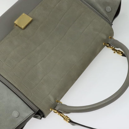 Celine Trapeze Bag Suede, GRAY, SUEDE, Handbag