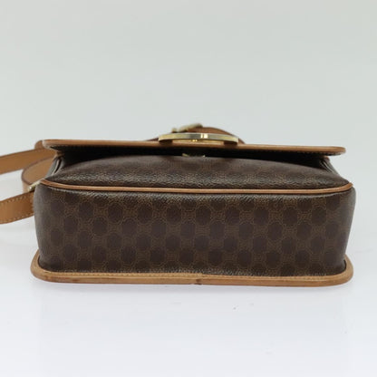 Celine Vintage Macadam Circle Logo Shoulder Bag Canvas and Leather, BROWN, CANVAS, Shoulder bag