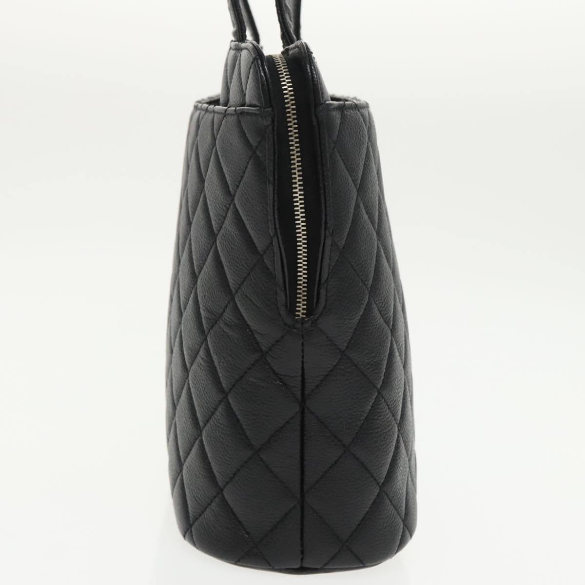 Chanel Vintage CC Zip Around Shoulder Bag Quilted Caviar, BLACK, LEATHER, Tote bag