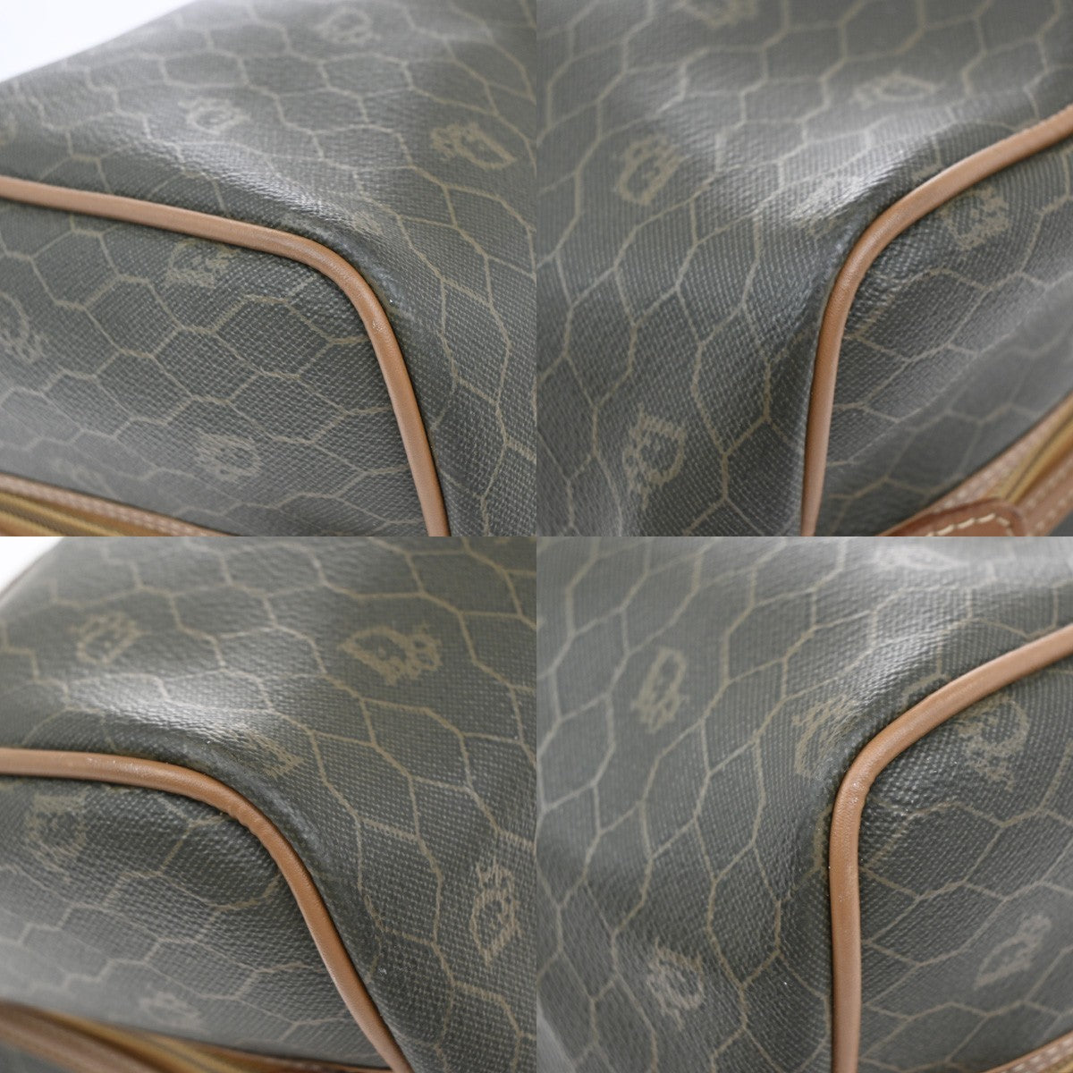 Christian Dior Vintage Honeycomb Handbag Canvas Leather, BROWN, CANVAS, Handbag