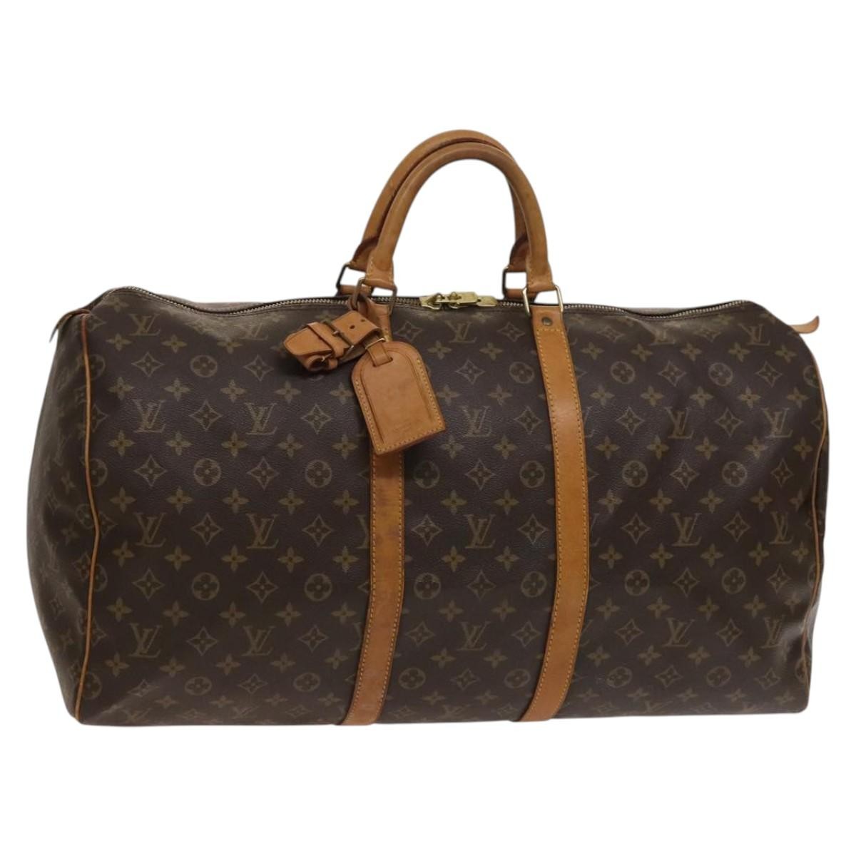Louis Vuitton Keepall Bag Monogram Canvas, BROWN, CANVAS, Travel bag