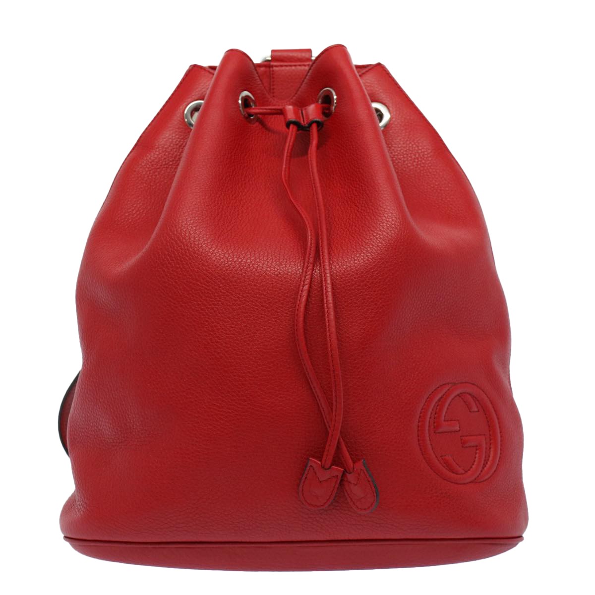 Gucci Soho Drawstring Backpack Leather, Red, Leather, Backpack