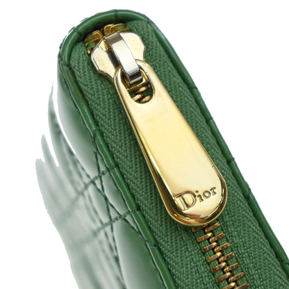 Christian Dior Lady Dior Zip Around Wallet Cannage Quilt Patent, GREEN, PATENT_LEATHER, Clutche & pouche