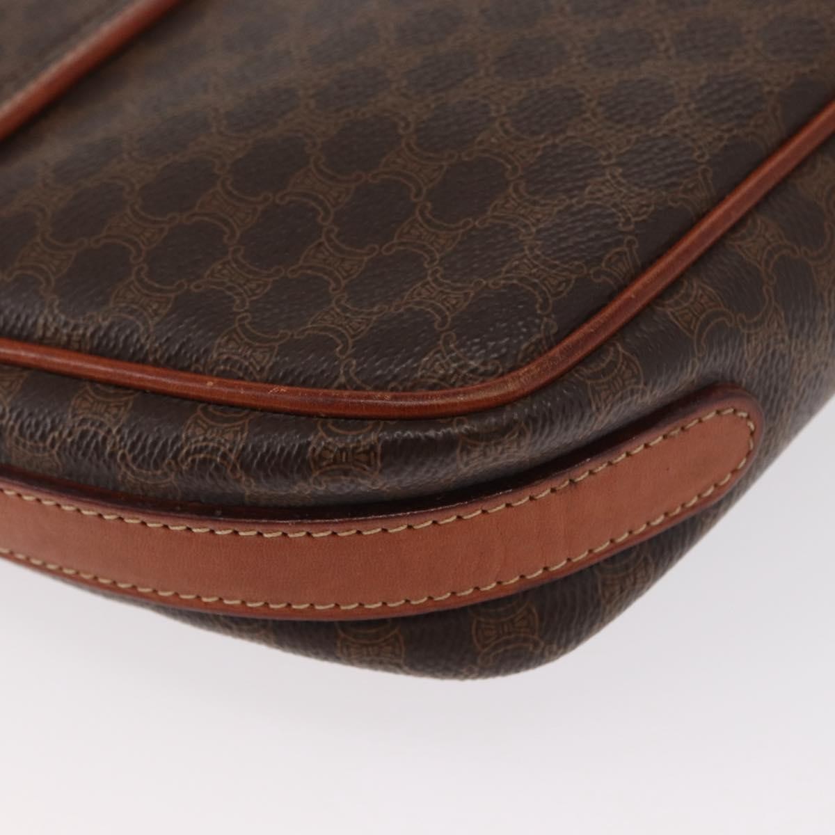 Celine Vintage Macadam Shoulder Bag Canvas and Leather, BROWN, CANVAS, Shoulder bag