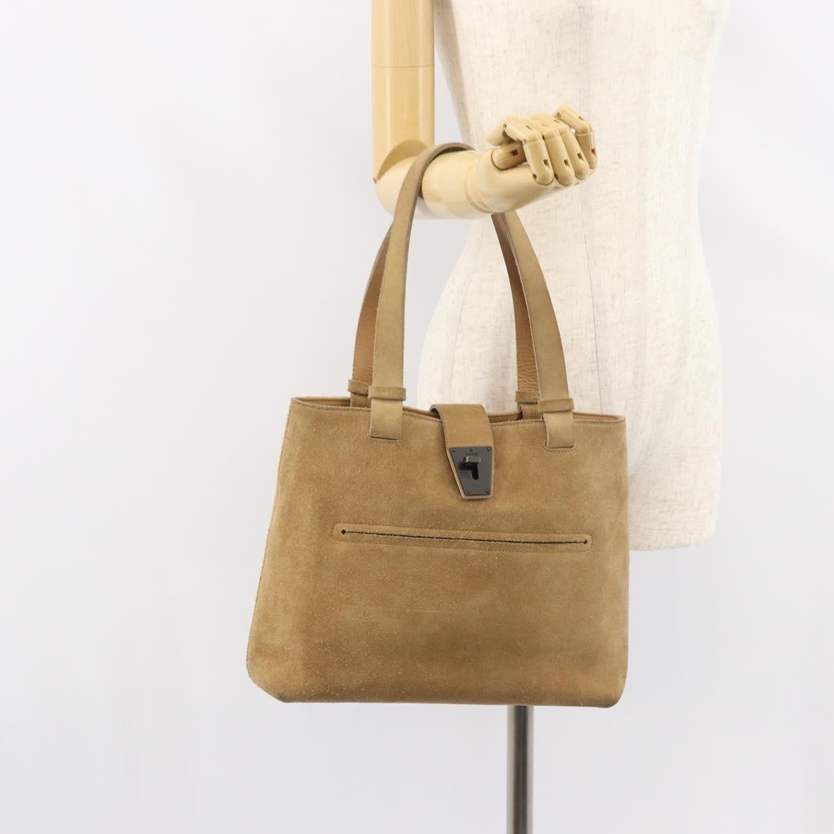 Gucci Vintage Handbag Suede, BEIGE, SUEDE, Handbag